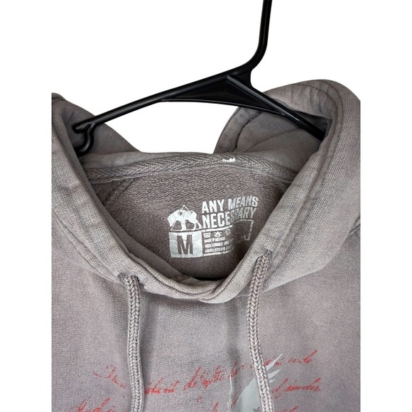Any Means Necessary Graphic Print Hoodie Gray Mens Size M Pullover - Picture 3 of 3